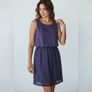 Saks Fifth Avenue women’s black label lace sleeveless dress 14 cocktail violet